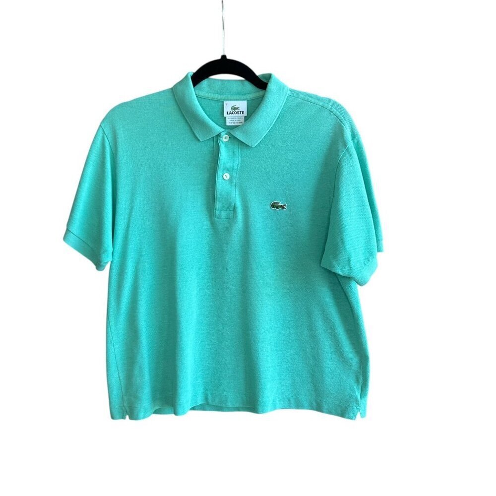 Lacoste Vintage Unisex Green Pique Knit Cotton Polo Shirt Size 5 READ